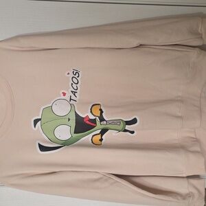 Cream Sweatshirt with Cartoon Graphic